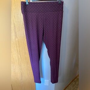 Lularoe Tall & Curvy Leggings Purple with Orange Polka Dots